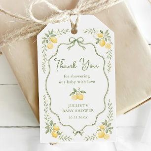 Floral Lemon Citrus Baby Shower Gift Tags