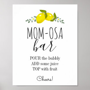 Floral Lemon Citrus Baby Shower Mum-osa Bar Poster