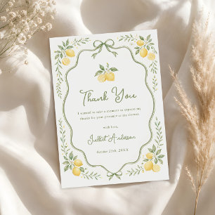 Floral Lemon Citrus Baby Shower Thank You Card