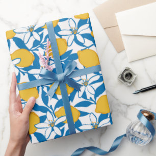 Floral Lemon Sketch Hand Drawn Wrapping Paper Roll