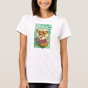 Floral Leo Lion, pink flowers T-Shirt
