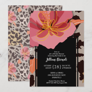 Floral Leopard Animal Print Bridal Shower Invitation