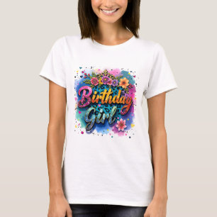 Floral Leopard Birthday Girl T-Shirt
