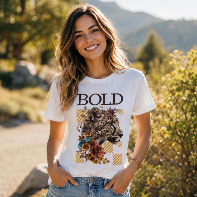 Floral Leopard Bold Typography T-Shirt (Creator Uploaded)