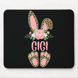 Floral leopard gigi bunny happy easter spring Flor Mouse Mat