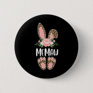 Floral Leopard Memaw Bunny Happy Easter Spring 6 Cm Round Badge
