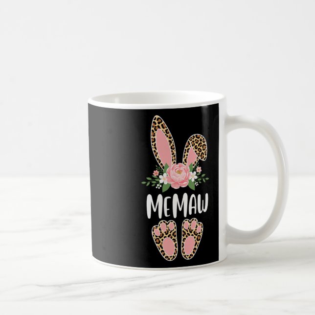 Floral Leopard Memaw Bunny Happy Easter Spring  Coffee Mug (Right)