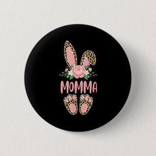 Floral leopard momma bunny happy easter mother's 6 cm round badge