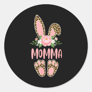Floral leopard momma bunny happy easter mother's classic round sticker