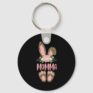 Floral leopard momma bunny happy easter mother'sFl Key Ring