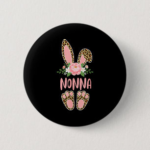 Floral leopard nonna bunny happy easter spring 6 cm round badge