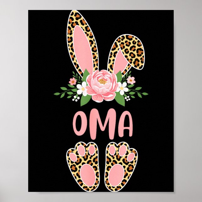 Floral leopard oma bunny happy easter spring Flora Poster (Front)