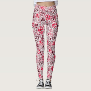 Floral ,leopard,Red and white , red, white, spotte Leggings