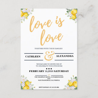 Floral Lesbian Wedding Invitation Portrait