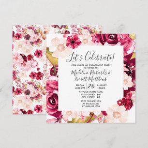 Floral Let's Celebrate Engagement Party Invitation