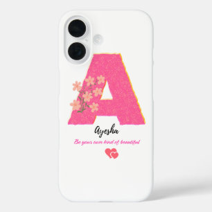 floral letter a iphone 16 case/elegent monogram case