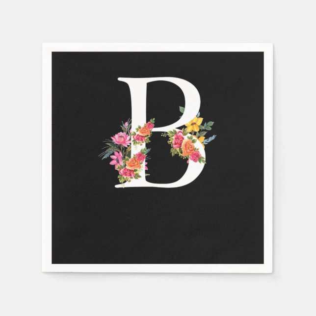 Floral Letter B Alphabet Flower Napkin (Front)