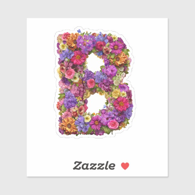 Floral Letter B Custom-Cut Vinyl Sticker (Sheet)