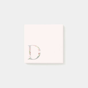 Floral Letter "D" Monogram Post-It Notes