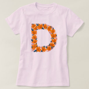 Floral letter D woman's basic T-shirt