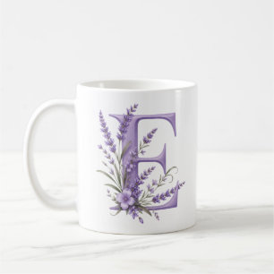 Floral Letter E Lavender Personalised Mug
