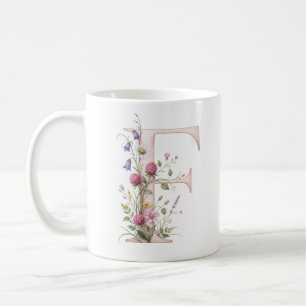 Floral Letter F Wildflower Mug