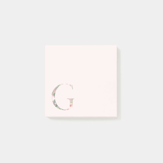 Floral Letter "G" Monogram Notes (Front)