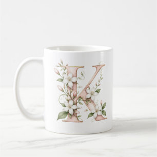 Floral Letter K Jasmine Flower Personalised Mug