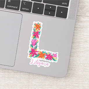 Floral letter L custom cut vinyl stickers