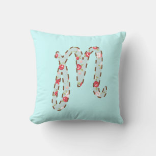 Floral Letter M Cushion