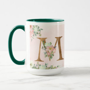 Floral Letter 'M' Mug