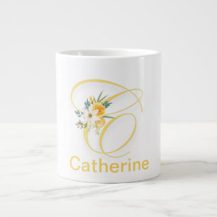 Floral Letter Modern Monogram Initial coffee Mug