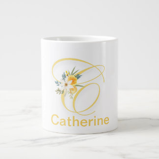 Floral Letter Modern Monogram Initial coffee Mug
