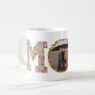 Floral Letter MOM Photo Mug