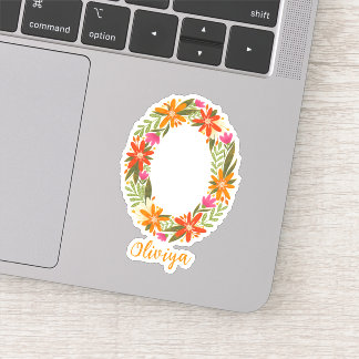 Floral letter O custom cut vinyl stickers