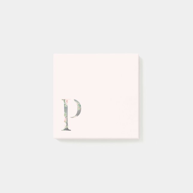Floral Letter "P" Monogram Notes (Front)