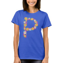 Floral letter P woman's basic T-shirt