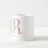 Floral Letter R Initial - Pink and Ivory Bouquet Coffee Mug (Front Left)