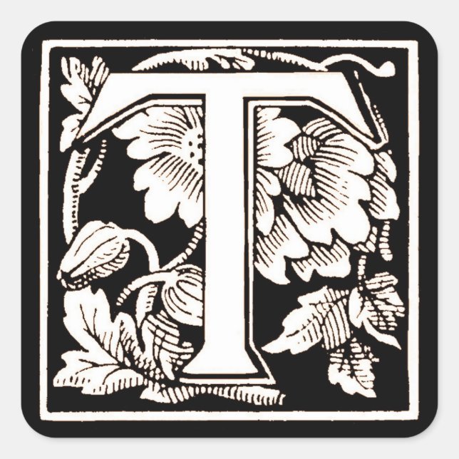 Floral Letter ‘T’ - Sticker (Front)