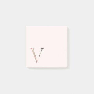 Floral Letter "V" Monogram Notes