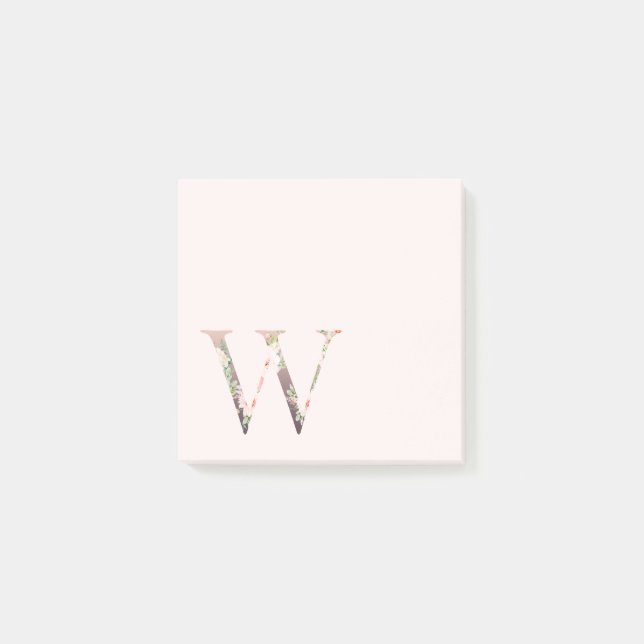 Floral Letter "W" Monogram Notes (Front)