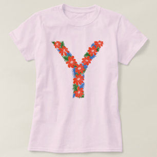 Floral letter Y woman's basic T-shirt