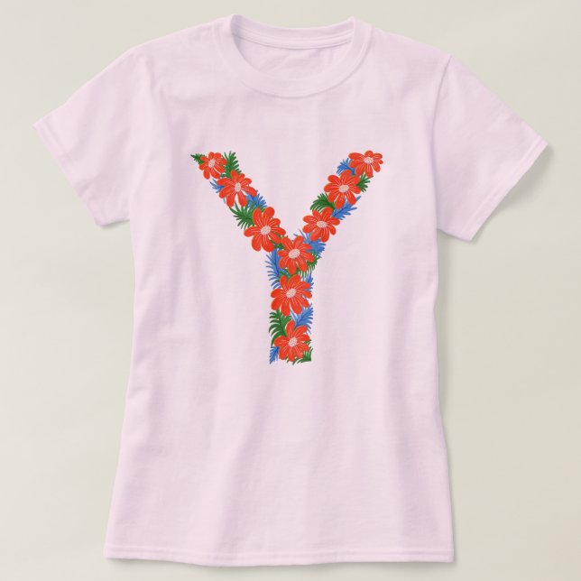 Floral letter Y woman's basic T-shirt (Design Front)