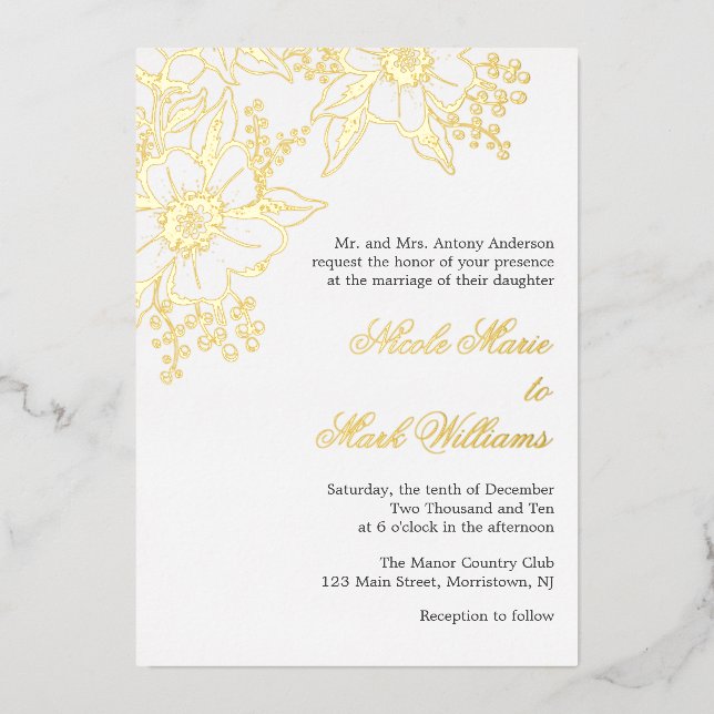 Floral Letterpress Style Wedding (Front)