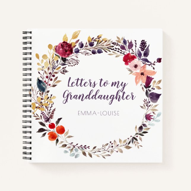 Floral Letters to My Granddaughter Keepsake Notebook (Front)