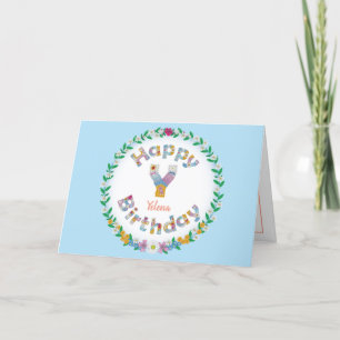 Floral letterY monogram Personalised Birthday Card