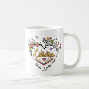 Floral Librarian Heart Coffee Mug