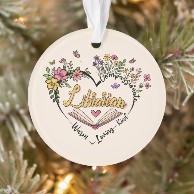 Floral Librarian Heart Ornament (Tree)
