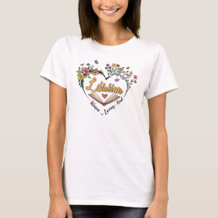 Floral Librarian Heart T-Shirt
