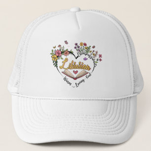 Floral Librarian Heart Trucker Hat